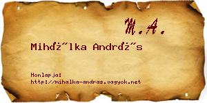 Mihálka András névjegykártya